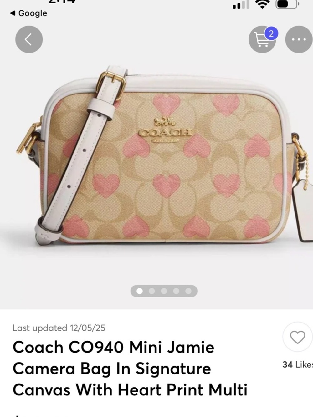 Coach Mini Jamie Crossbody Bag in Beige and Pink and New bucket hat with tags